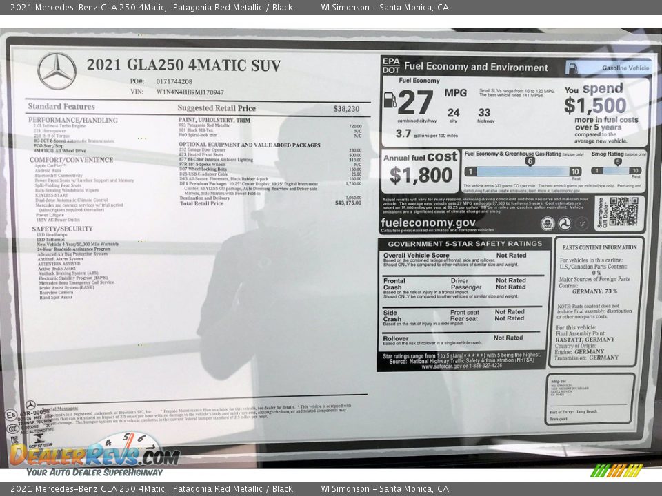 2021 Mercedes-Benz GLA 250 4Matic Patagonia Red Metallic / Black Photo #10