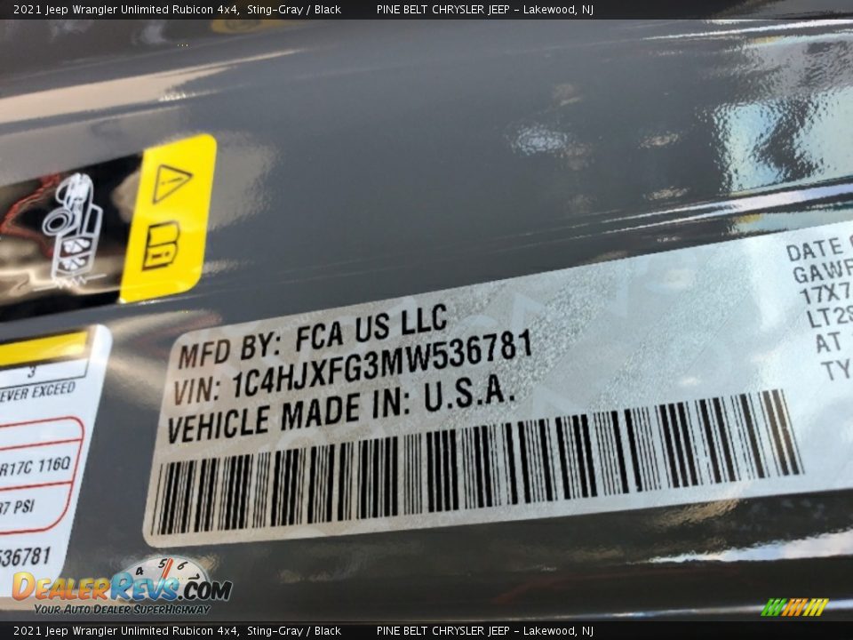 2021 Jeep Wrangler Unlimited Rubicon 4x4 Sting-Gray / Black Photo #13
