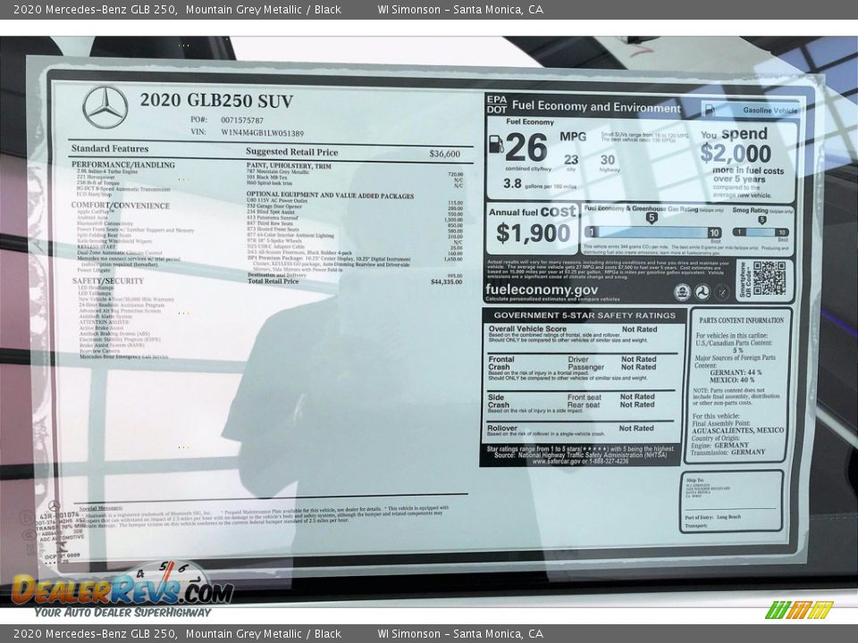 2020 Mercedes-Benz GLB 250 Mountain Grey Metallic / Black Photo #10