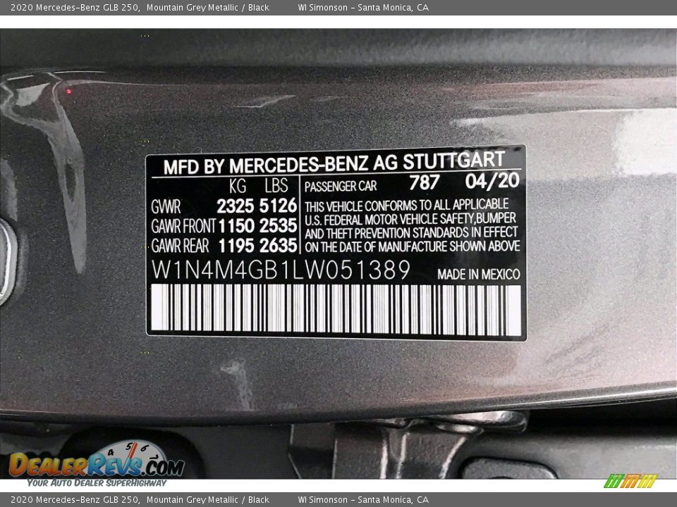 2020 Mercedes-Benz GLB 250 Mountain Grey Metallic / Black Photo #11