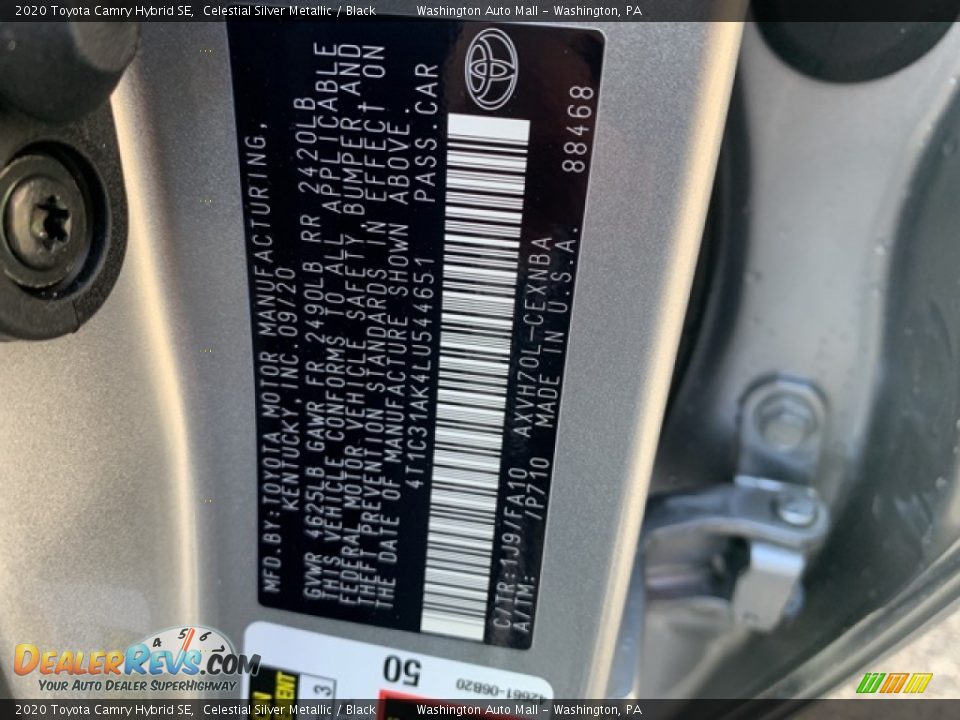 2020 Toyota Camry Hybrid SE Celestial Silver Metallic / Black Photo #31