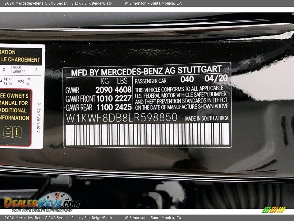 2020 Mercedes-Benz C 300 Sedan Black / Silk Beige/Black Photo #11