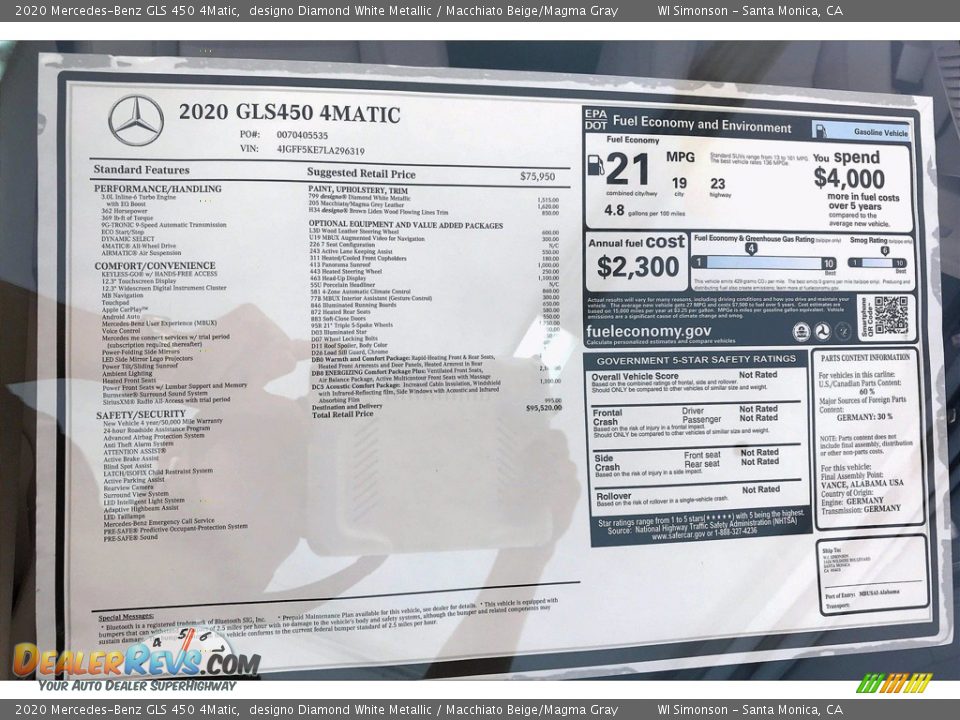 2020 Mercedes-Benz GLS 450 4Matic designo Diamond White Metallic / Macchiato Beige/Magma Gray Photo #10