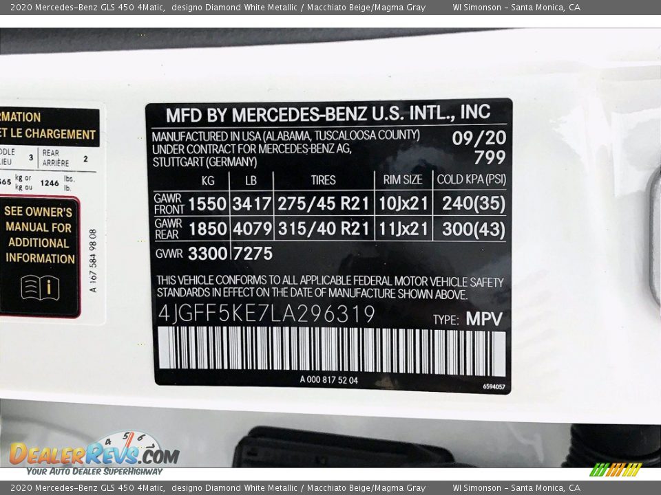 2020 Mercedes-Benz GLS 450 4Matic designo Diamond White Metallic / Macchiato Beige/Magma Gray Photo #11