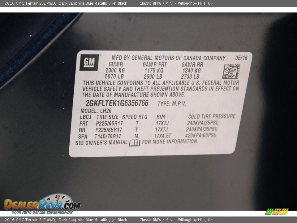2016 GMC Terrain SLE AWD Dark Sapphire Blue Metallic / Jet Black Photo #18