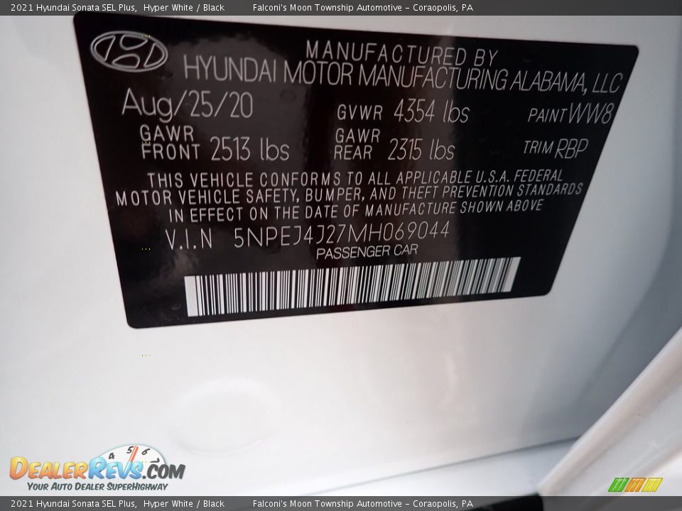 2021 Hyundai Sonata SEL Plus Hyper White / Black Photo #12