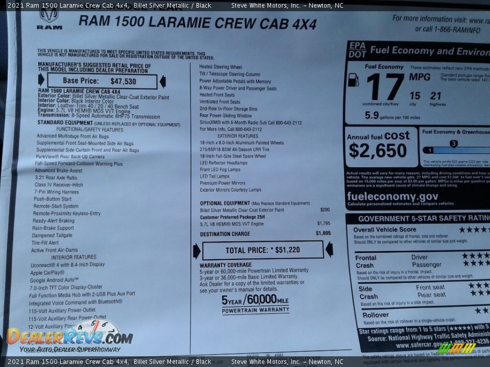 2021 Ram 1500 Laramie Crew Cab 4x4 Billet Silver Metallic / Black Photo #30