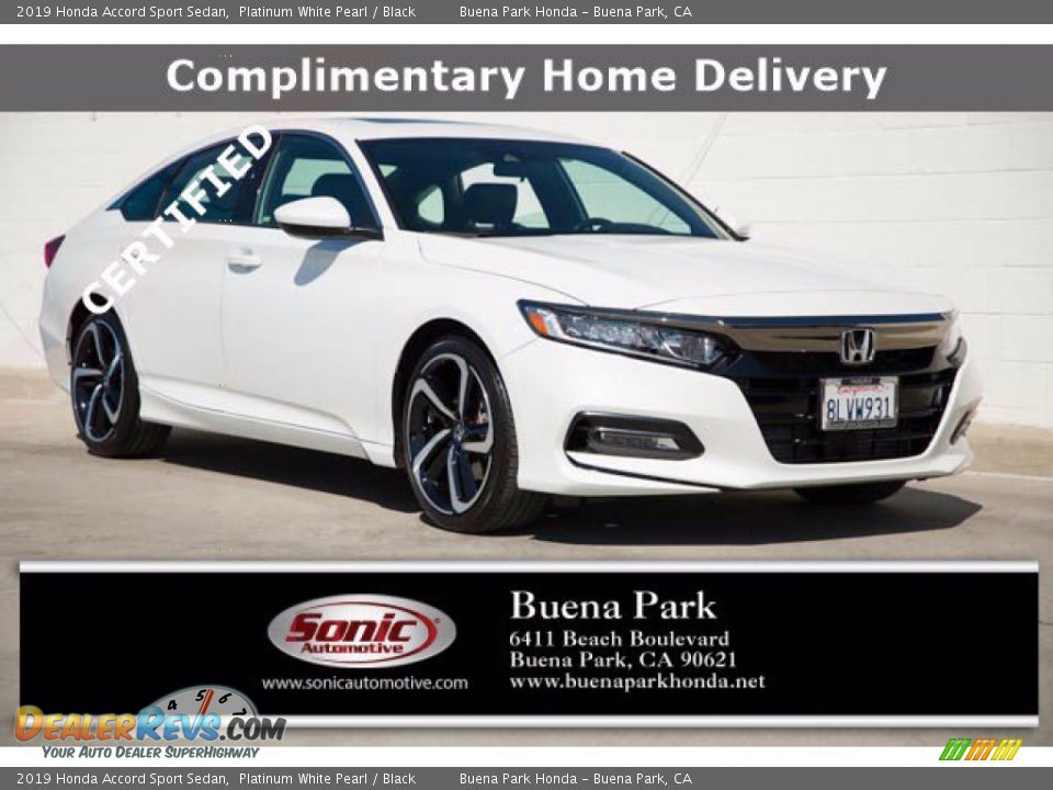 2019 Honda Accord Sport Sedan Platinum White Pearl / Black Photo #1