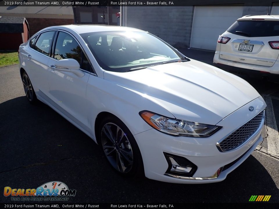 2019 Ford Fusion Titanium AWD Oxford White / Russet Photo #3