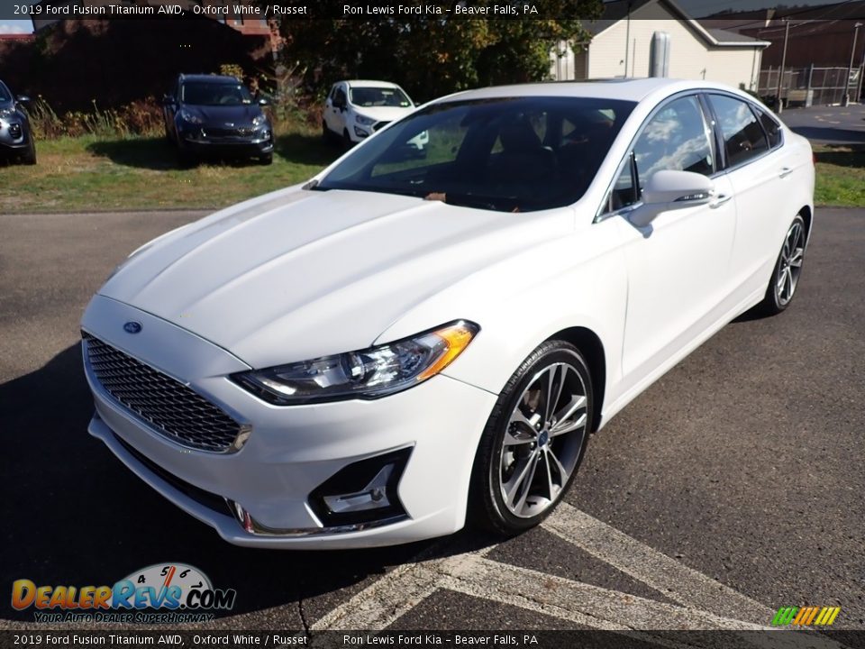 2019 Ford Fusion Titanium AWD Oxford White / Russet Photo #5