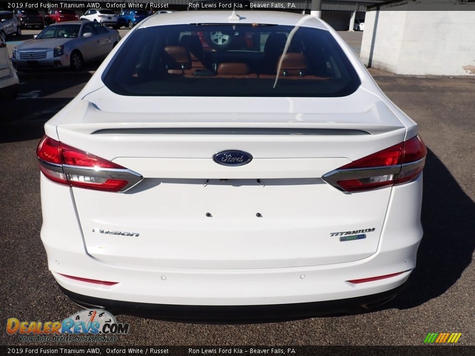 2019 Ford Fusion Titanium AWD Oxford White / Russet Photo #7