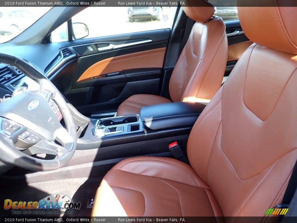 2019 Ford Fusion Titanium AWD Oxford White / Russet Photo #12
