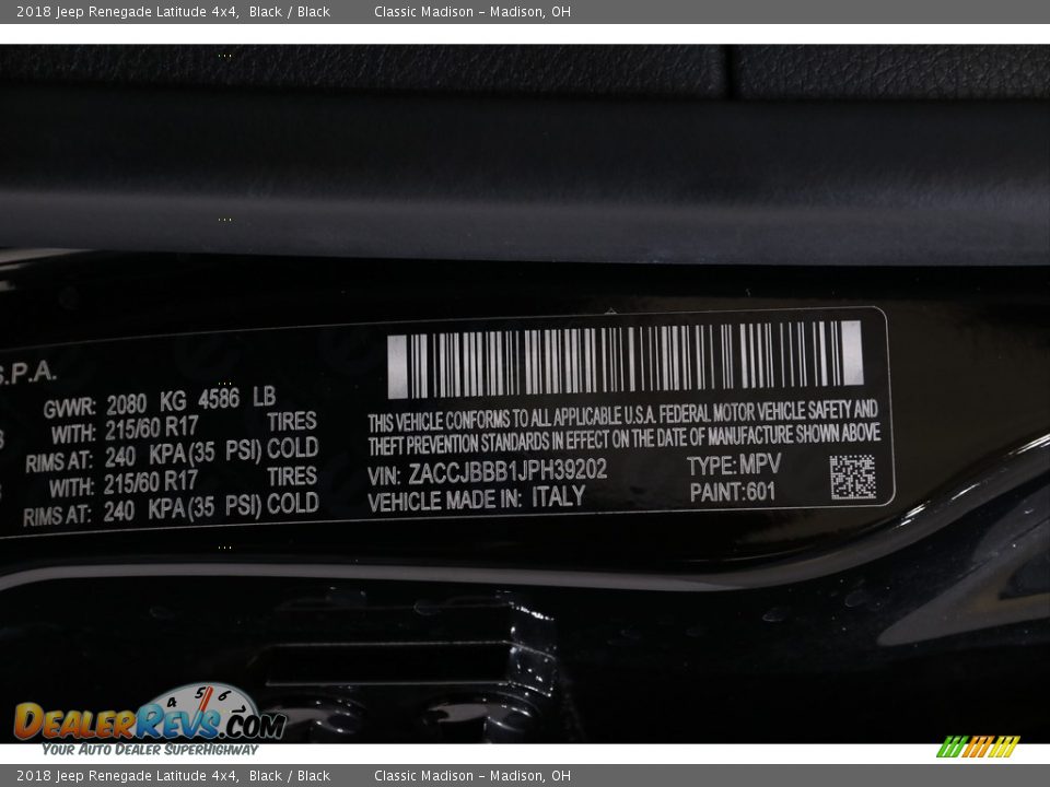 2018 Jeep Renegade Latitude 4x4 Black / Black Photo #26