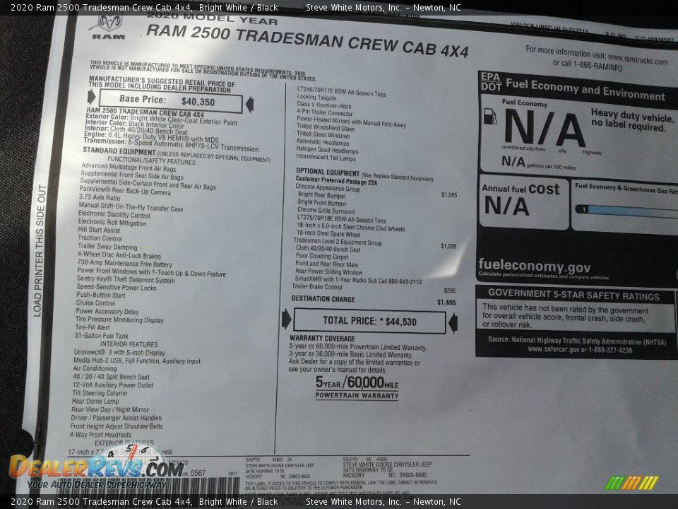 2020 Ram 2500 Tradesman Crew Cab 4x4 Bright White / Black Photo #26
