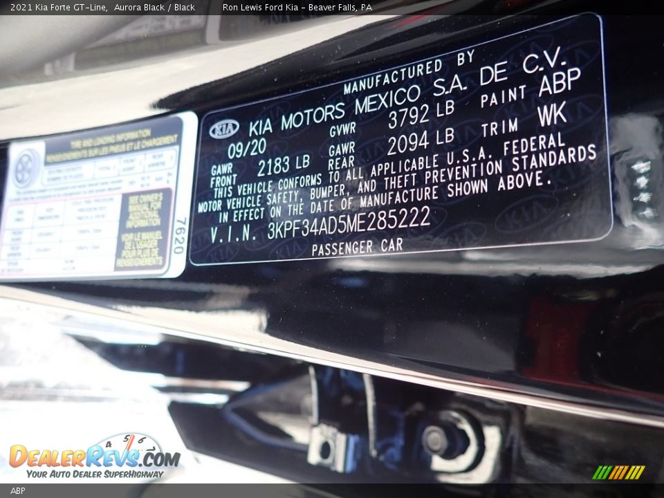 Kia Color Code ABP Aurora Black