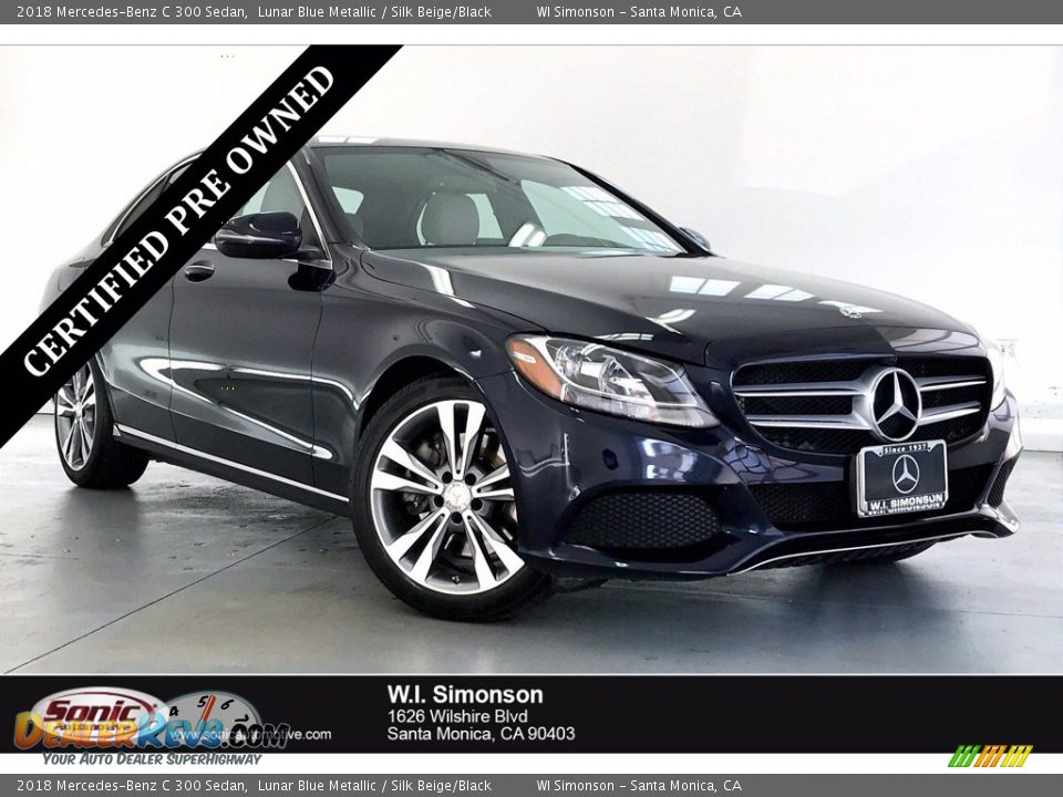 2018 Mercedes-Benz C 300 Sedan Lunar Blue Metallic / Silk Beige/Black Photo #1