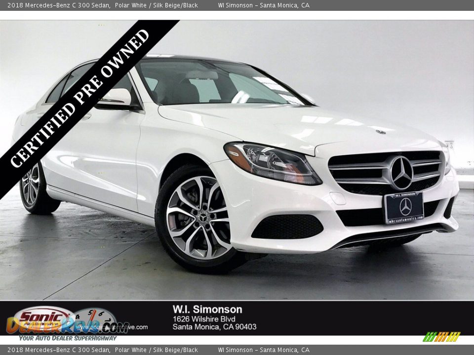 2018 Mercedes-Benz C 300 Sedan Polar White / Silk Beige/Black Photo #1