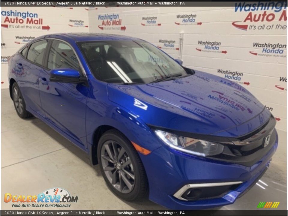 2020 Honda Civic LX Sedan Aegean Blue Metallic / Black Photo #1