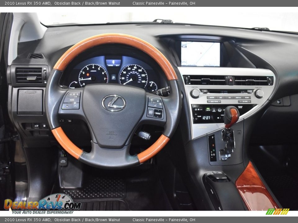 2010 Lexus RX 350 AWD Obsidian Black / Black/Brown Walnut Photo #12