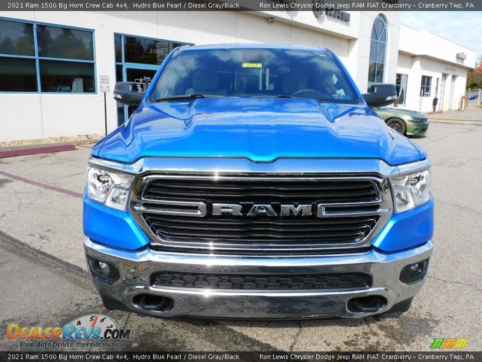 2021 Ram 1500 Big Horn Crew Cab 4x4 Hydro Blue Pearl / Diesel Gray/Black Photo #2