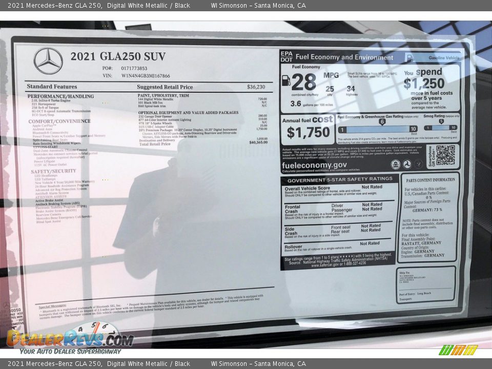 2021 Mercedes-Benz GLA 250 Digital White Metallic / Black Photo #10