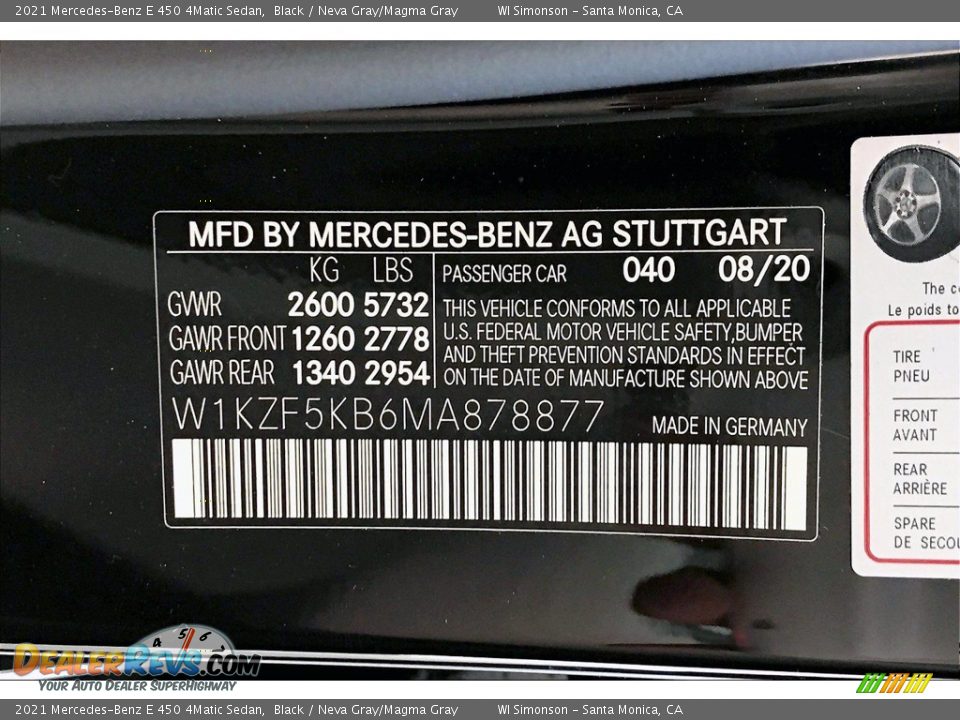 2021 Mercedes-Benz E 450 4Matic Sedan Black / Neva Gray/Magma Gray Photo #11