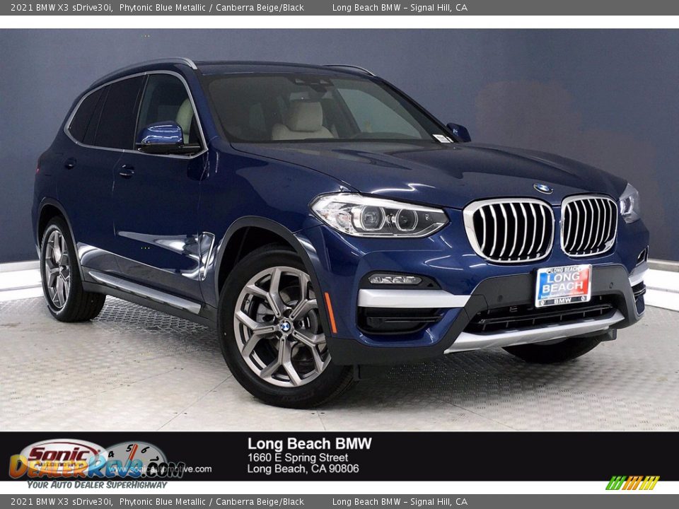2021 BMW X3 sDrive30i Phytonic Blue Metallic / Canberra Beige/Black Photo #1