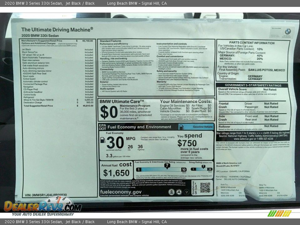 2020 BMW 3 Series 330i Sedan Jet Black / Black Photo #17