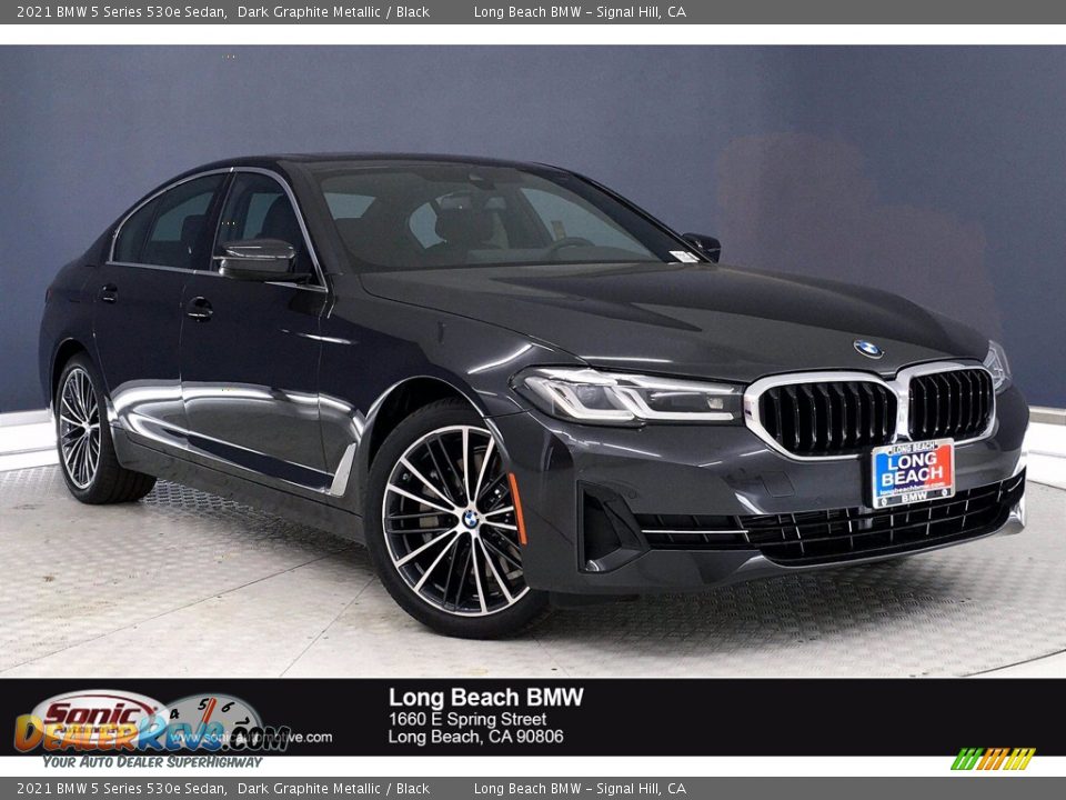 2021 BMW 5 Series 530e Sedan Dark Graphite Metallic / Black Photo #1