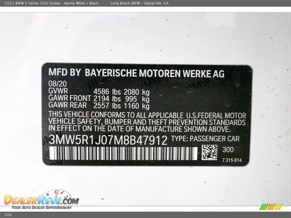 BMW Color Code 300 Alpine White