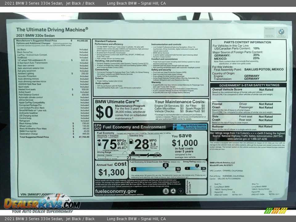 2021 BMW 3 Series 330e Sedan Window Sticker Photo #17