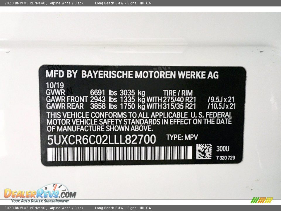 2020 BMW X5 xDrive40i Alpine White / Black Photo #18
