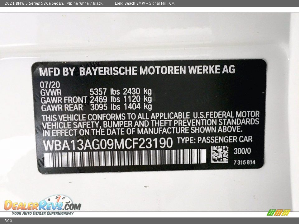 BMW Color Code 300 Alpine White