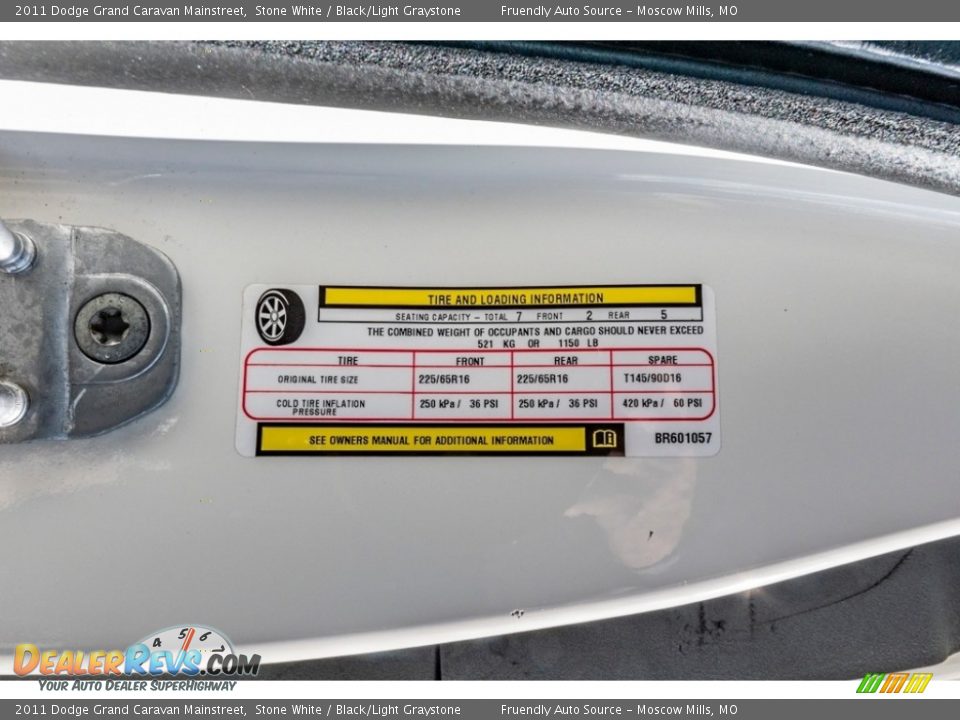 2011 Dodge Grand Caravan Mainstreet Stone White / Black/Light Graystone Photo #36