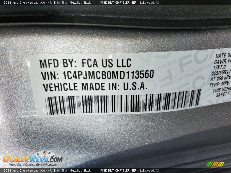 2021 Jeep Cherokee Latitude 4x4 Billet Silver Metallic / Black Photo #13