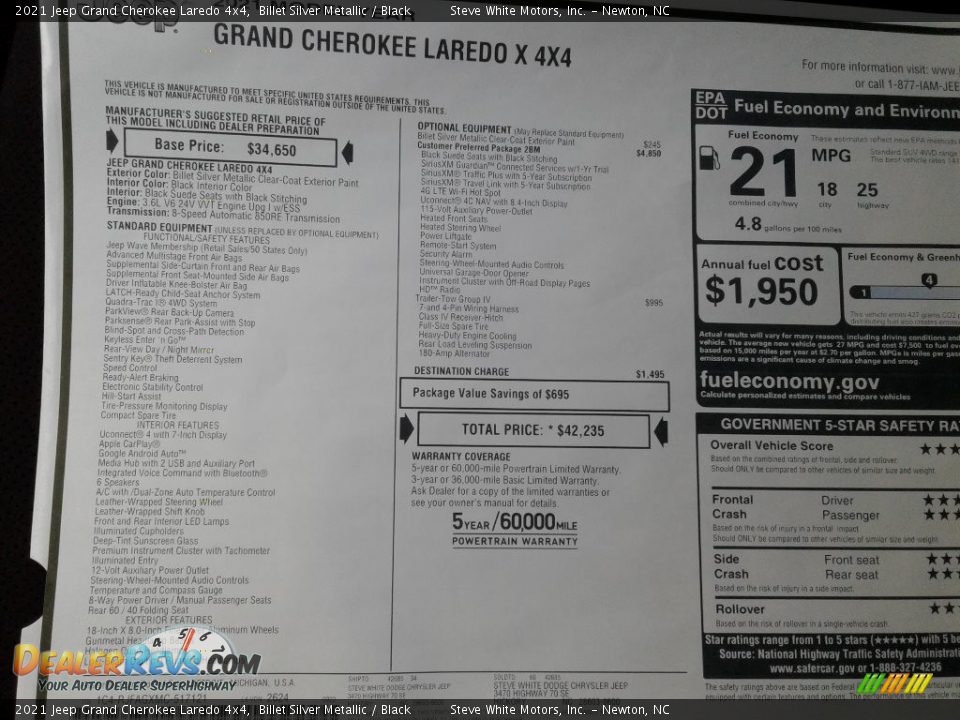 2021 Jeep Grand Cherokee Laredo 4x4 Billet Silver Metallic / Black Photo #29
