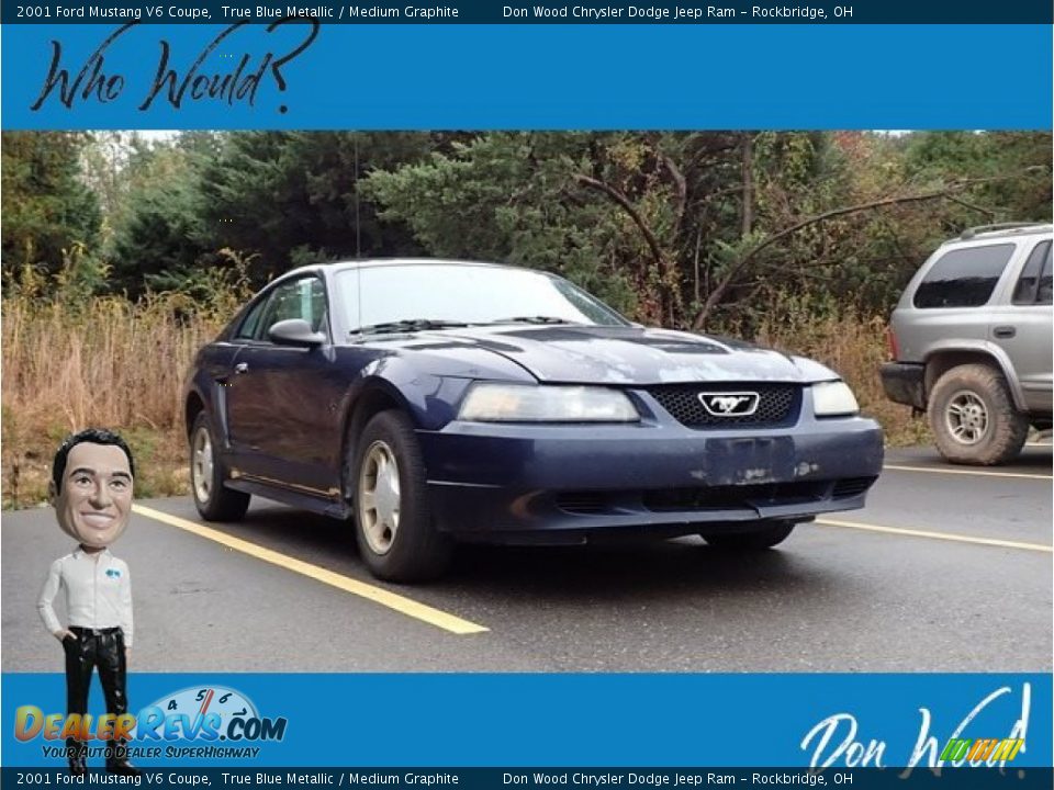2001 Ford Mustang V6 Coupe True Blue Metallic / Medium Graphite Photo #1