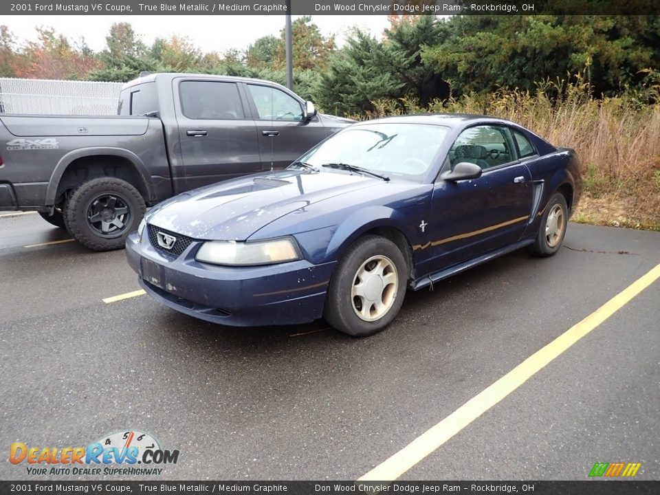 2001 Ford Mustang V6 Coupe True Blue Metallic / Medium Graphite Photo #5