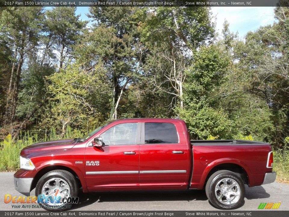 2017 Ram 1500 Laramie Crew Cab 4x4 Delmonico Red Pearl / Canyon Brown/Light Frost Beige Photo #1