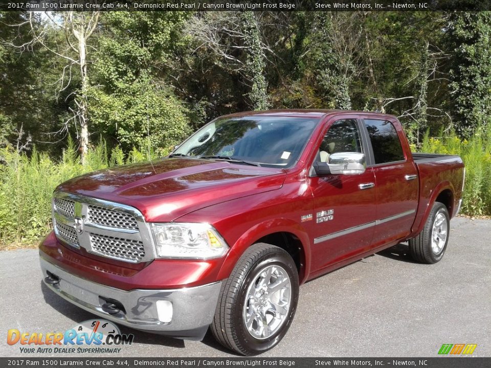 2017 Ram 1500 Laramie Crew Cab 4x4 Delmonico Red Pearl / Canyon Brown/Light Frost Beige Photo #3