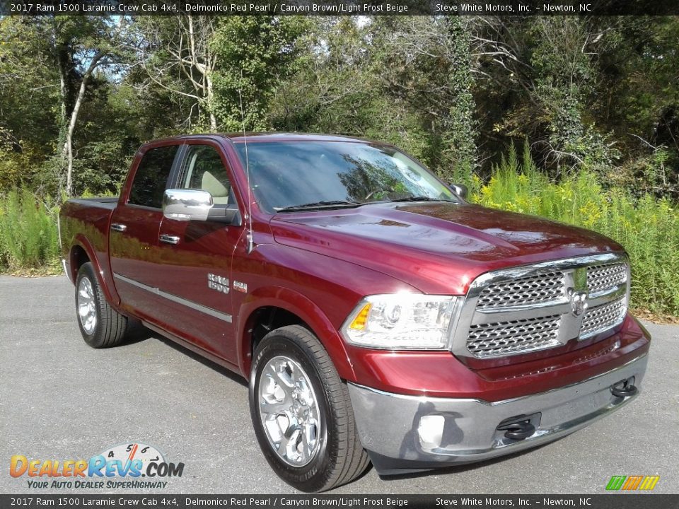 2017 Ram 1500 Laramie Crew Cab 4x4 Delmonico Red Pearl / Canyon Brown/Light Frost Beige Photo #5