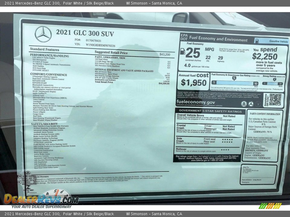 2021 Mercedes-Benz GLC 300 Window Sticker Photo #11