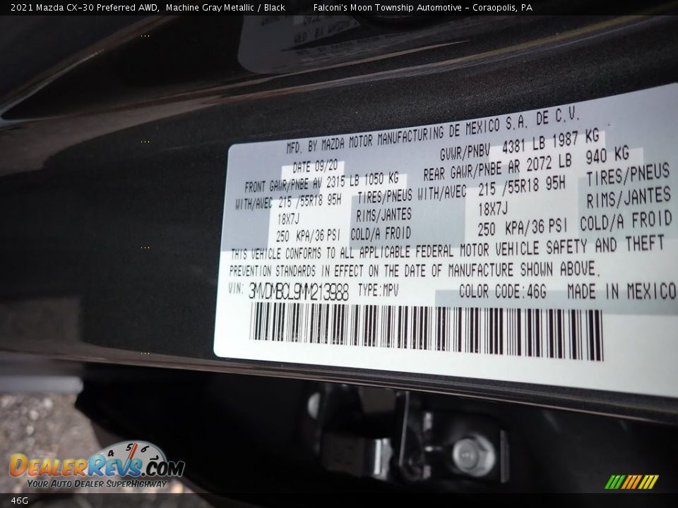 Mazda Color Code 46G Machine Gray Metallic