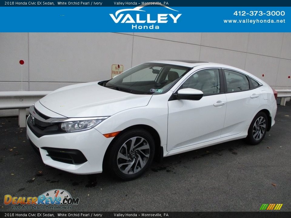 2018 Honda Civic EX Sedan White Orchid Pearl / Ivory Photo #1