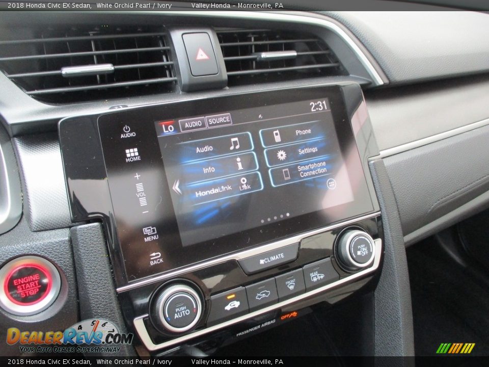 2018 Honda Civic EX Sedan White Orchid Pearl / Ivory Photo #15