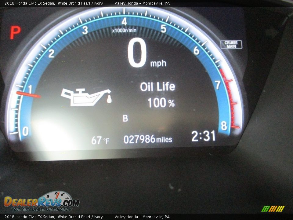 2018 Honda Civic EX Sedan White Orchid Pearl / Ivory Photo #20