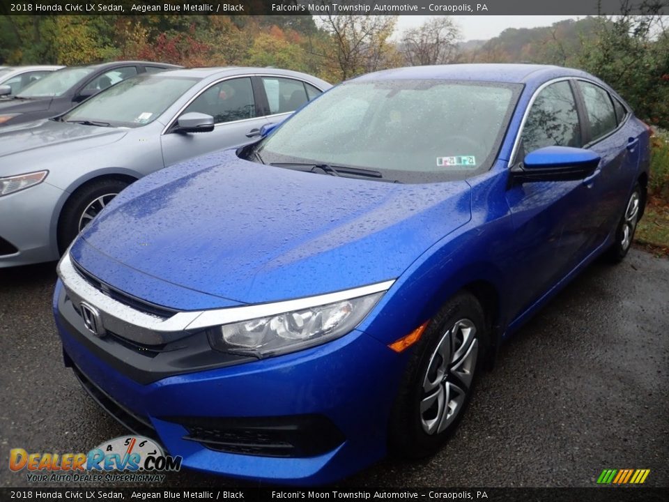 2018 Honda Civic LX Sedan Aegean Blue Metallic / Black Photo #1