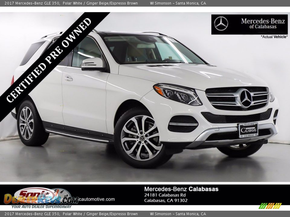 2017 Mercedes-Benz GLE 350 Polar White / Ginger Beige/Espresso Brown Photo #1