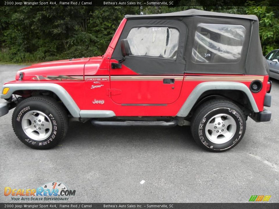 2000 Jeep Wrangler Sport 4x4 Flame Red / Camel Photo #2
