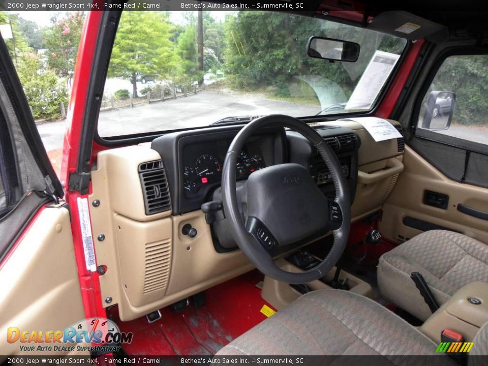 2000 Jeep Wrangler Sport 4x4 Flame Red / Camel Photo #3
